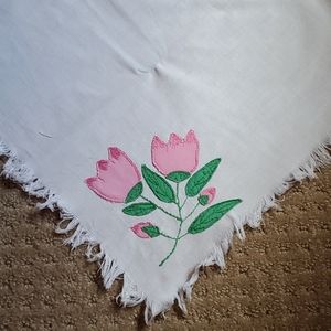 VTG Tablecloth pink tulips